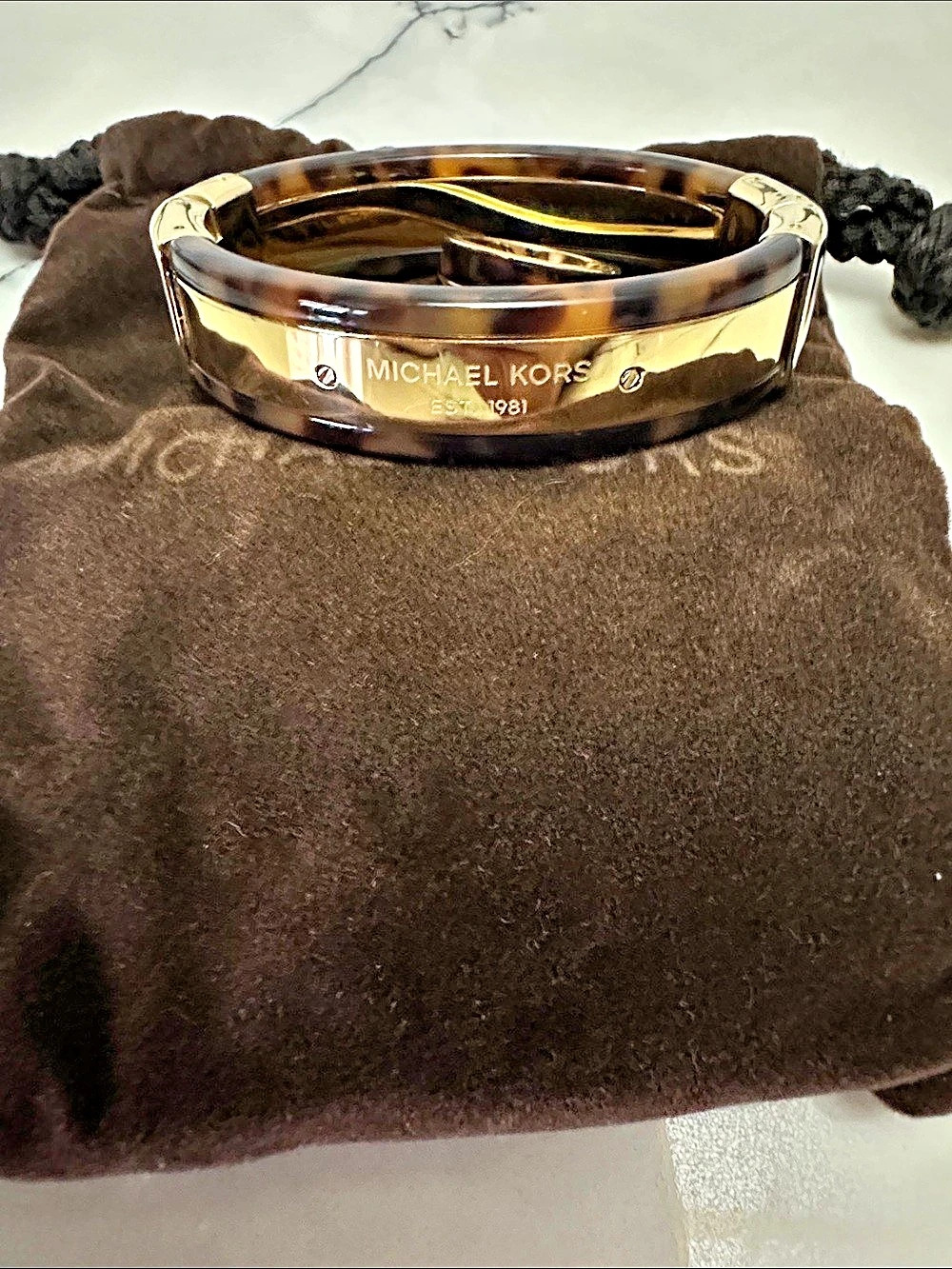 Michael Kors Tortoise Bracelet & Ring Set in Brown & Gold Like New